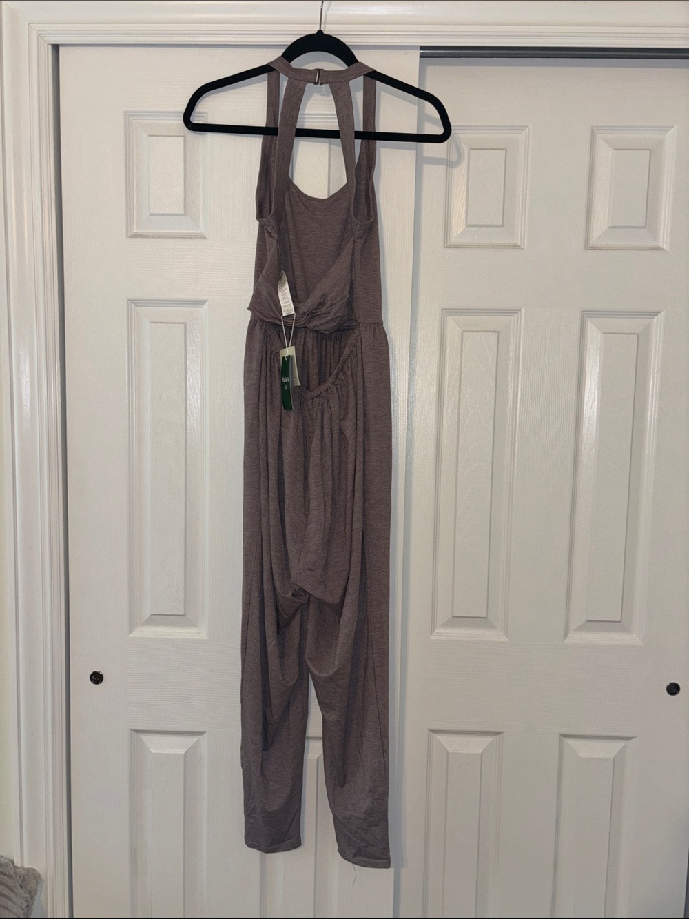 HALARA Sleeveless Halter Jumpsuit in Tan Taupe - Picture 3 of 3